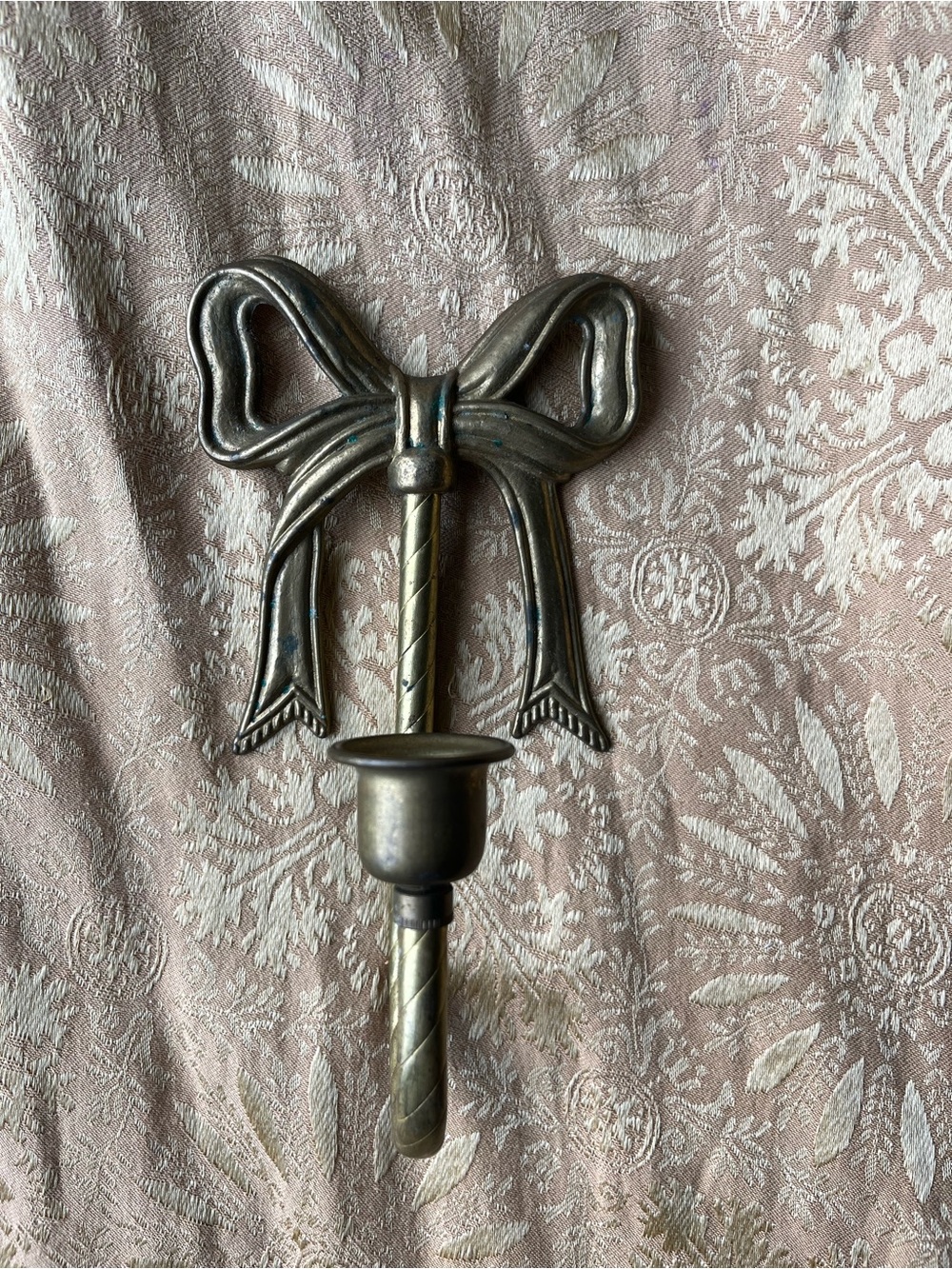 Vintage Brass Bow and Ribbon Wall Sconce Candlestick Holder